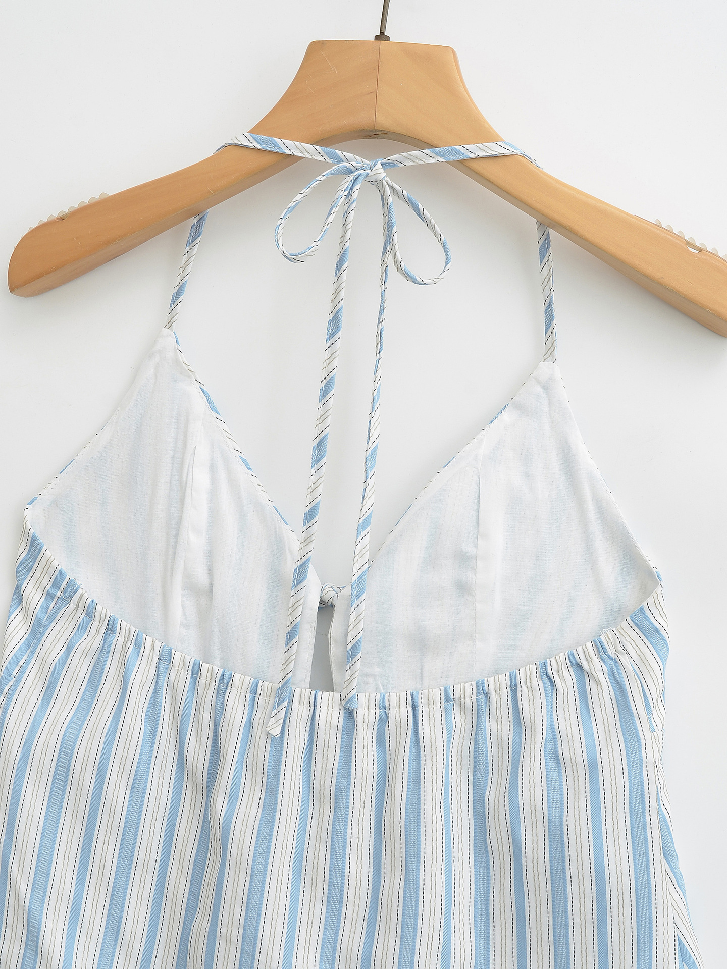 Two-Tone Pinstripe Open Back Criss Cross Cami