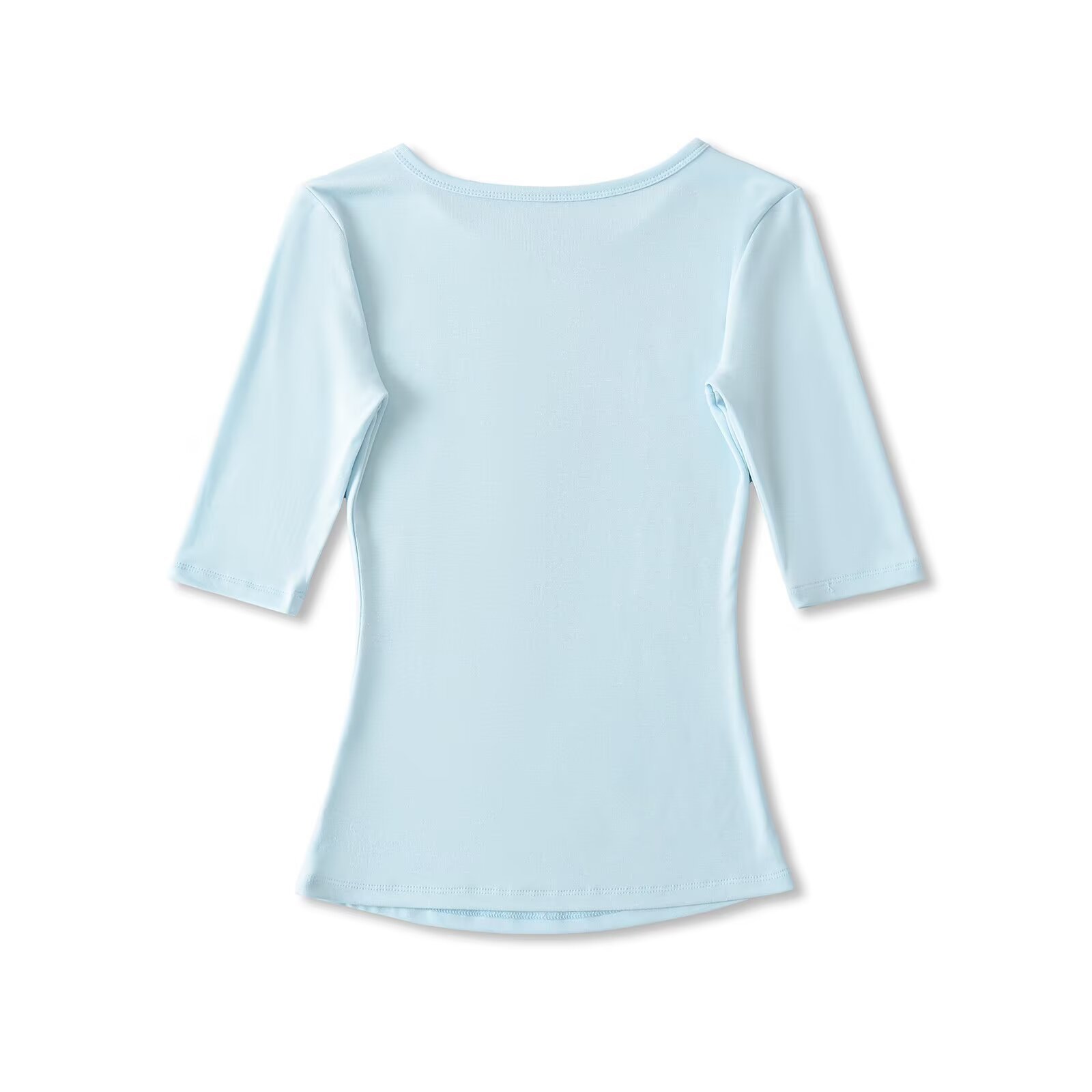 V-Neck Single Row Button Mid-Sleeve T-Shirt