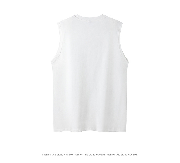 Casual Cursive Sleeveless Round Neck Loose Vest for Men