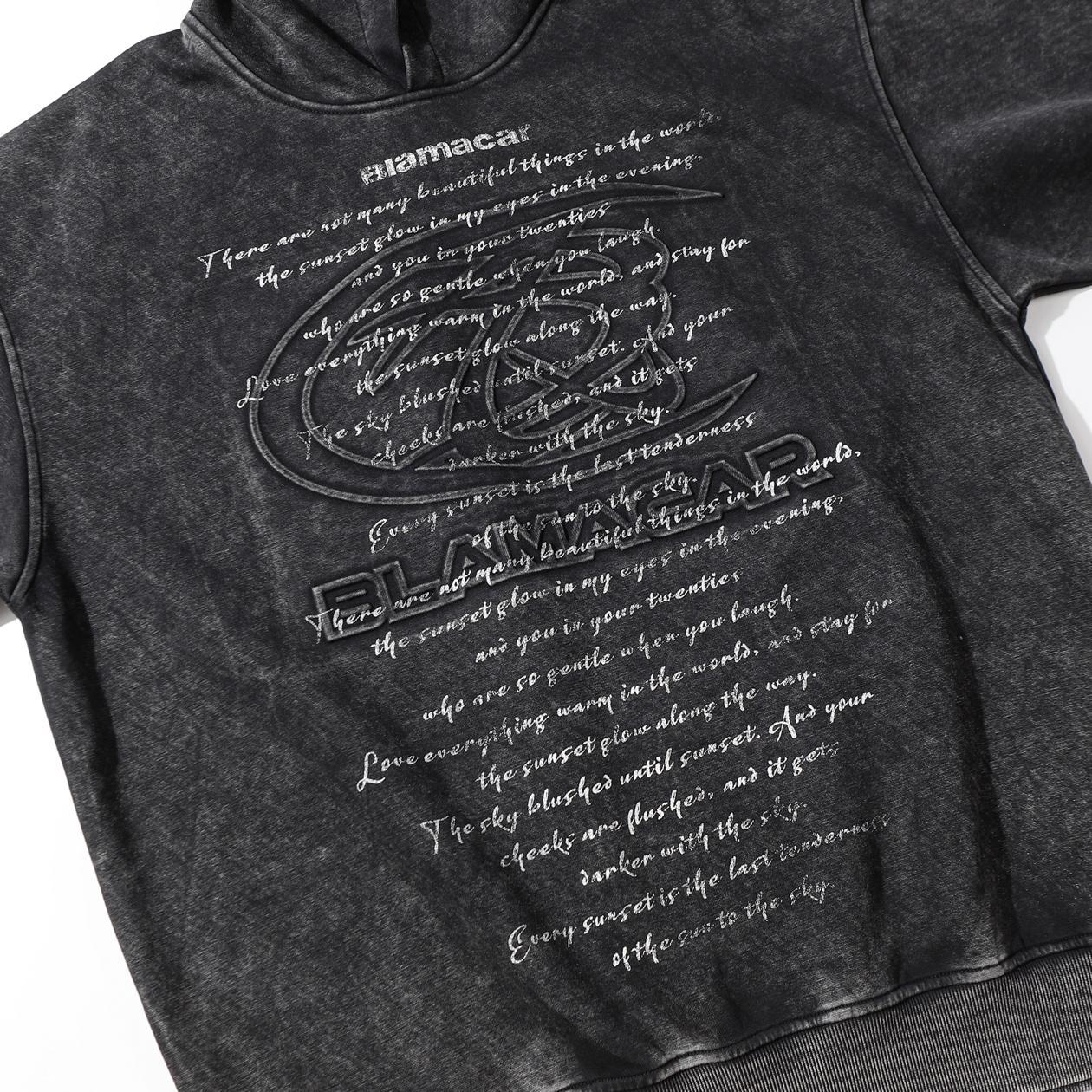 Long Sleeve Cotton Polyester Vintage Script Hoodie