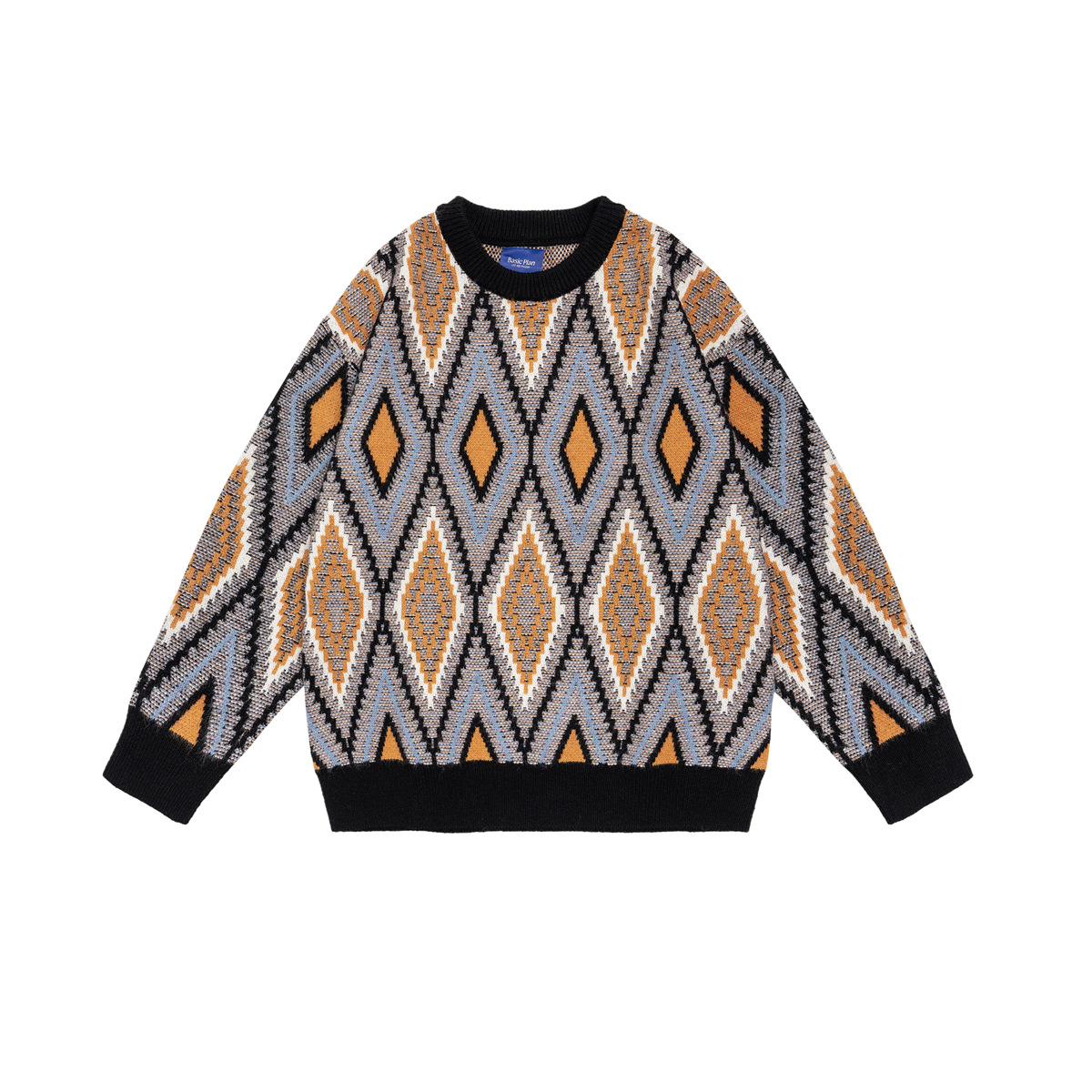Japanese Workwear Two-Tone Oversized Crew Sweater