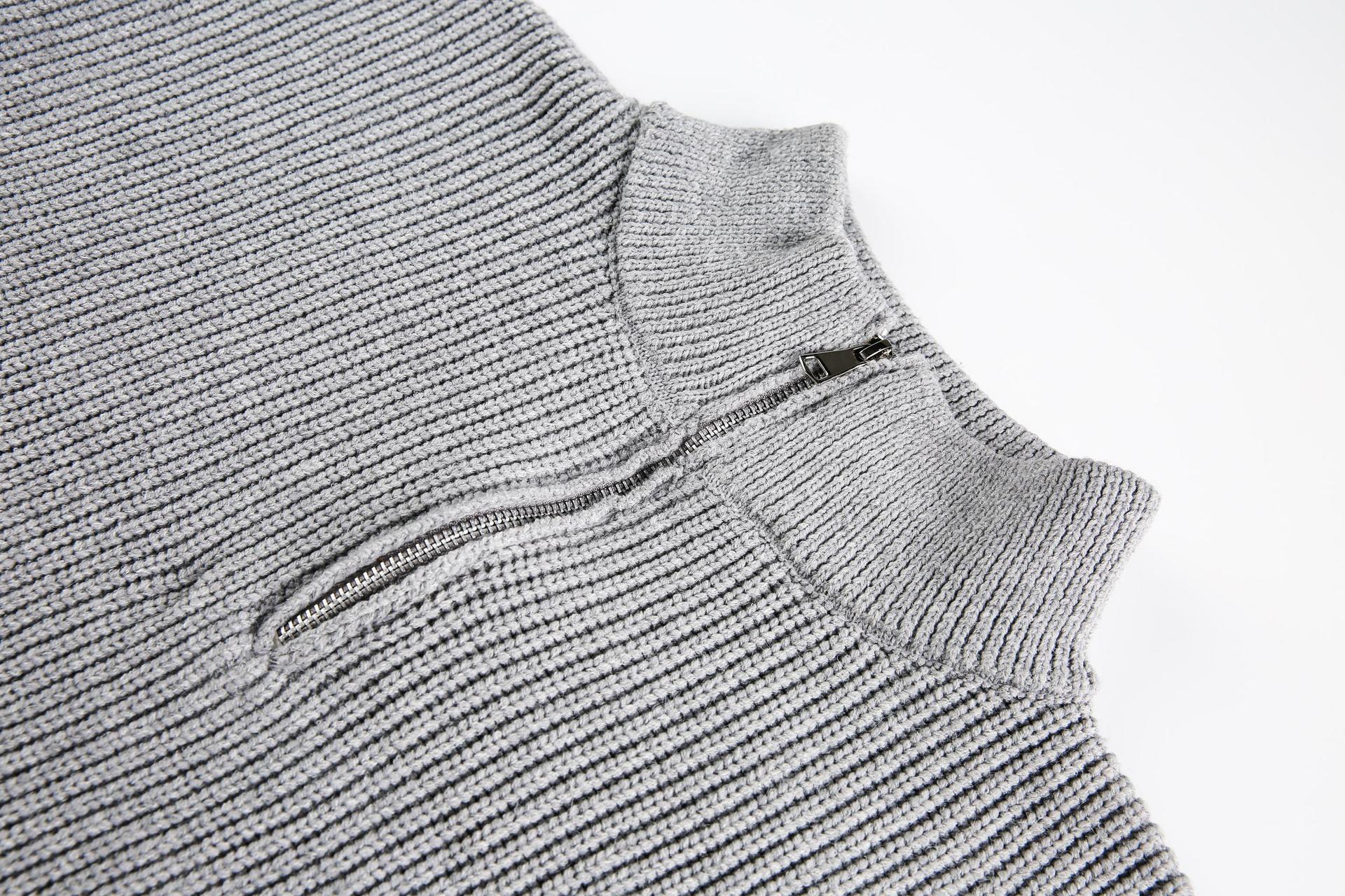 Classic Long Sleeve Mock Turtleneck Zip Sweater