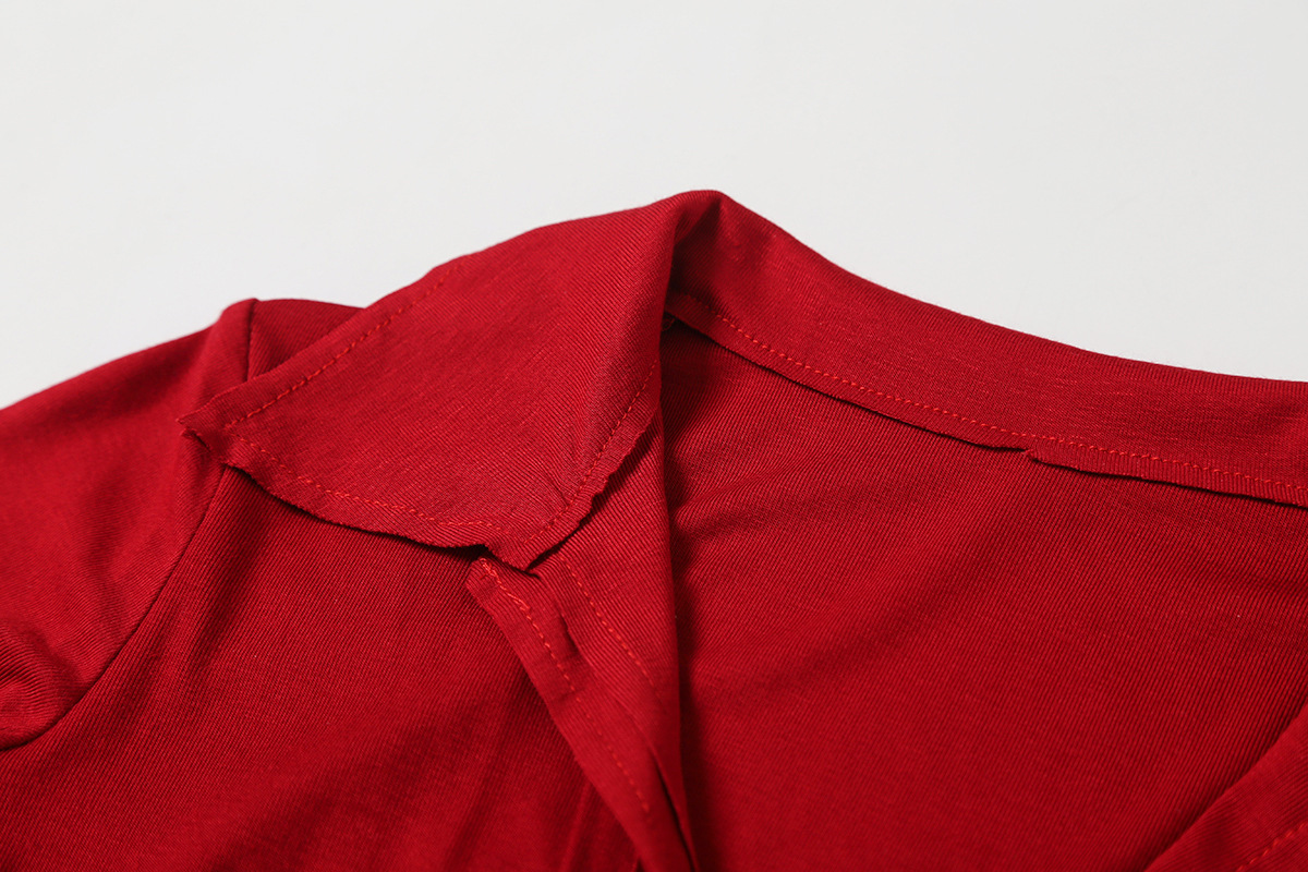 Plain Spandex Plunge Frayed Rounded Slim Tee