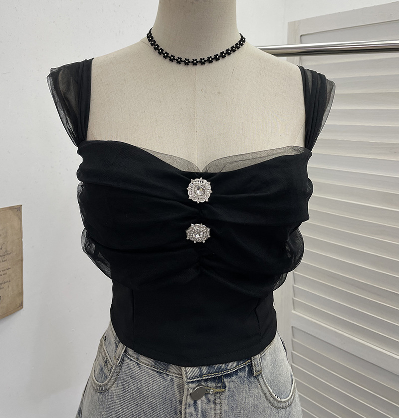 Sexy Slim Fit Solid Color Mesh Top