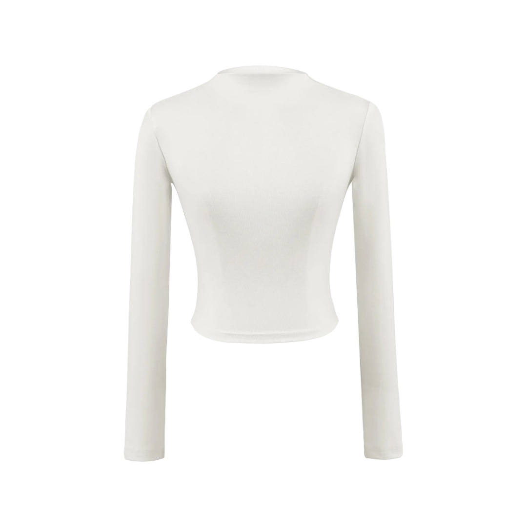 Slim Plain Mock Turtleneck Long Sleeve Belly Tee