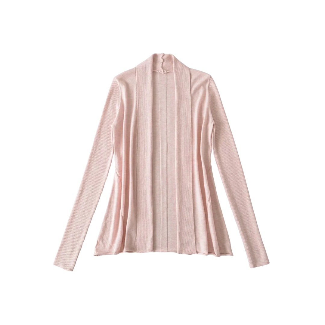 Ladies Plain Knit Irregular Silhouette Cardigan