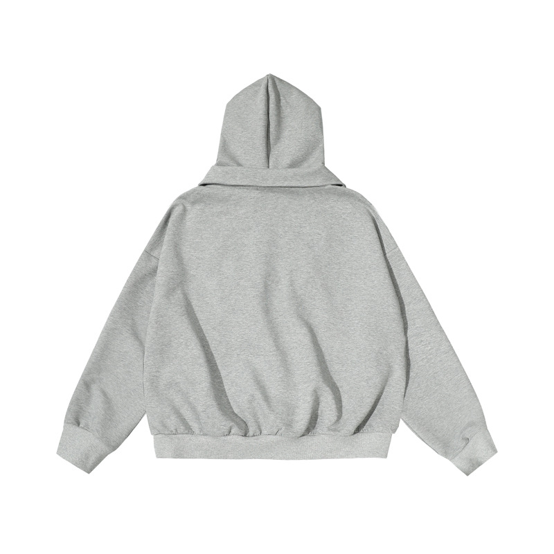 Oversized Urban Plain Long Sleeve Hook-and-Loop Collar Hoody