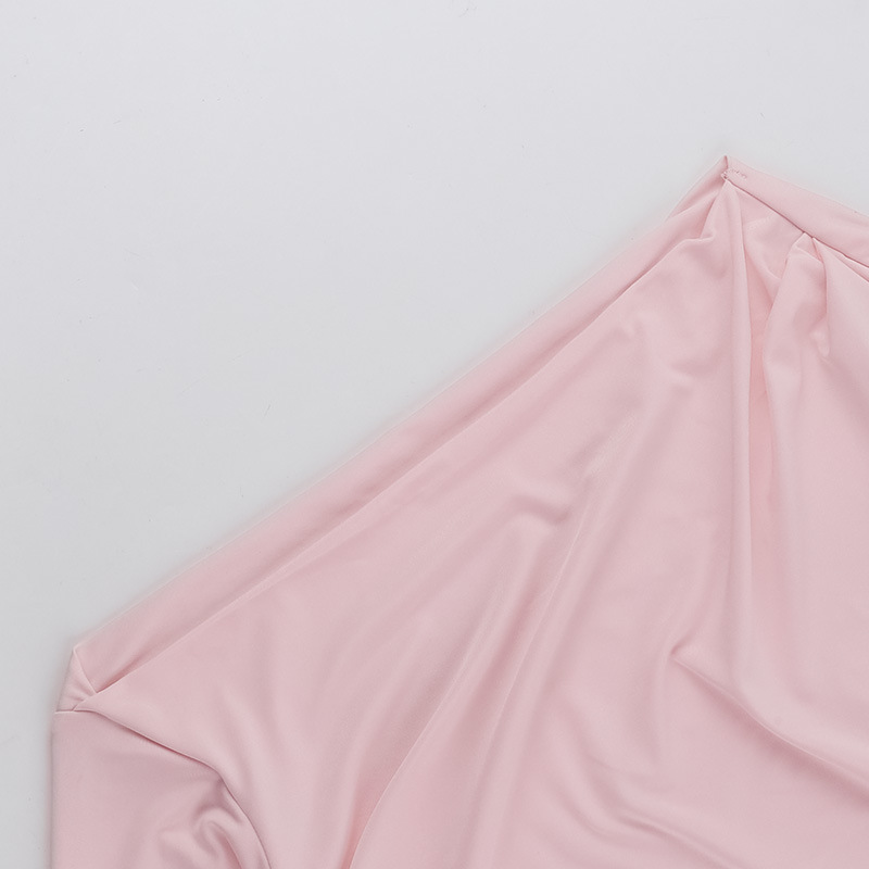 Diagonal Neckline Polyester Spandex Top