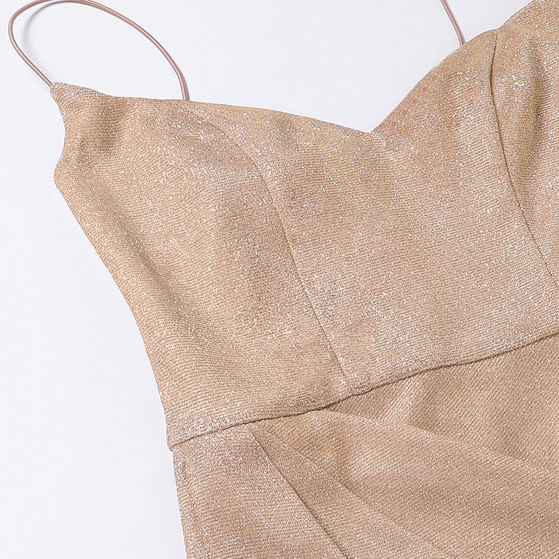 Rose Patent V-Neck Pinafore Midi Split Skirt