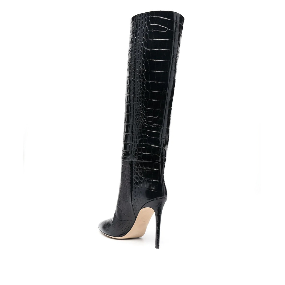 Women's High Boots Crocodile Print Slip-on Long Boots Women Sexy High Heels Designer Shoes Stiletto Concise Demonia Boots