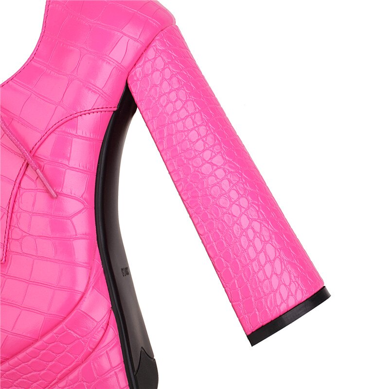 Women Pumps Brand Fashion New Square Toe Platform Thick High Heels Lace-Up Shoes Party Office Ladies