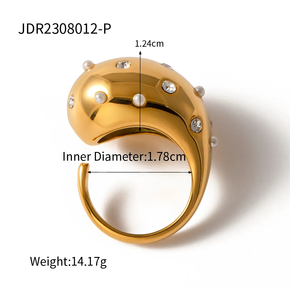 Thick Hollow Brushed Gold-Tone Water-Resistant Ring