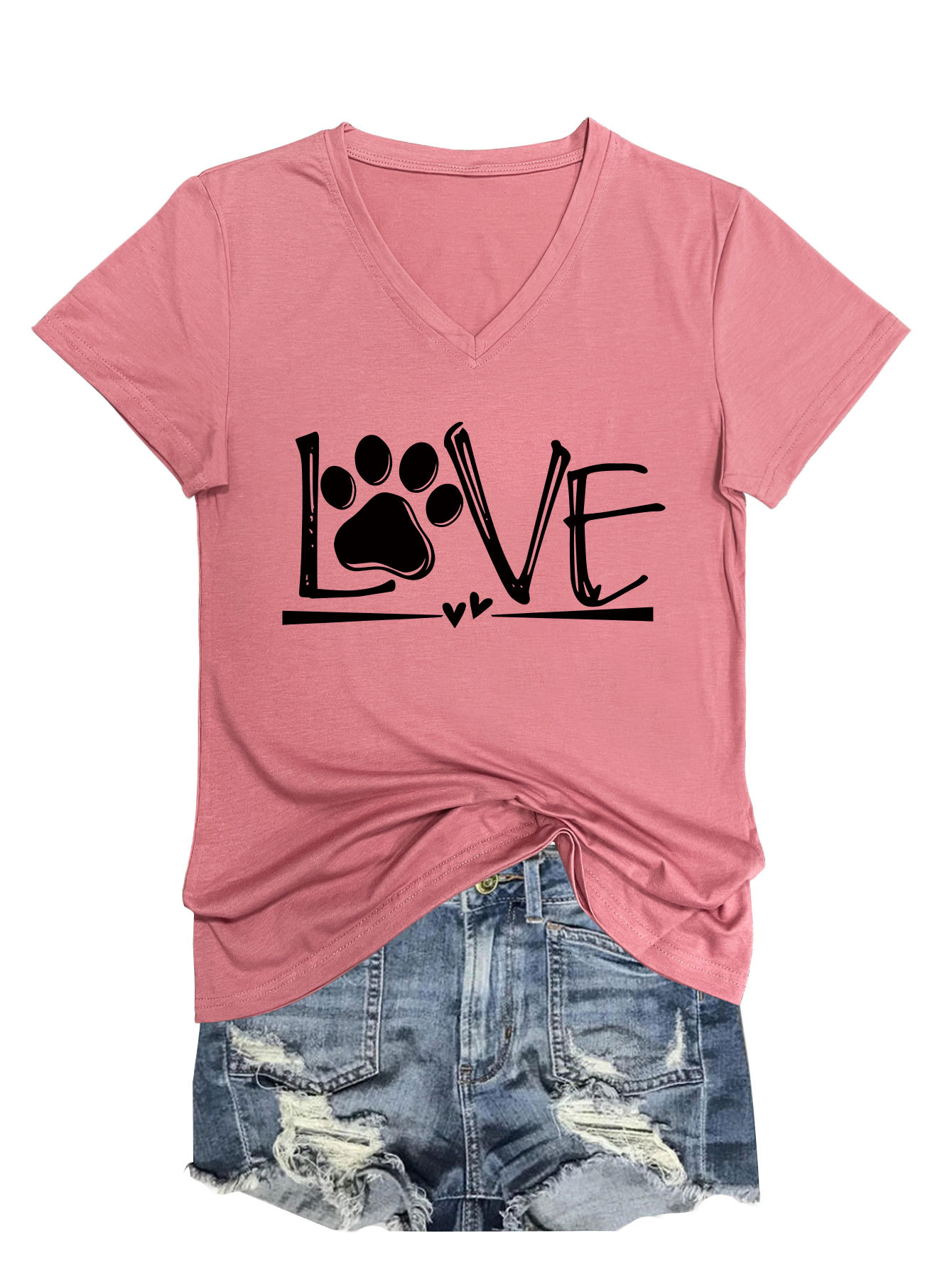 Geometric Print Round Collar Ladies T-Shirt
