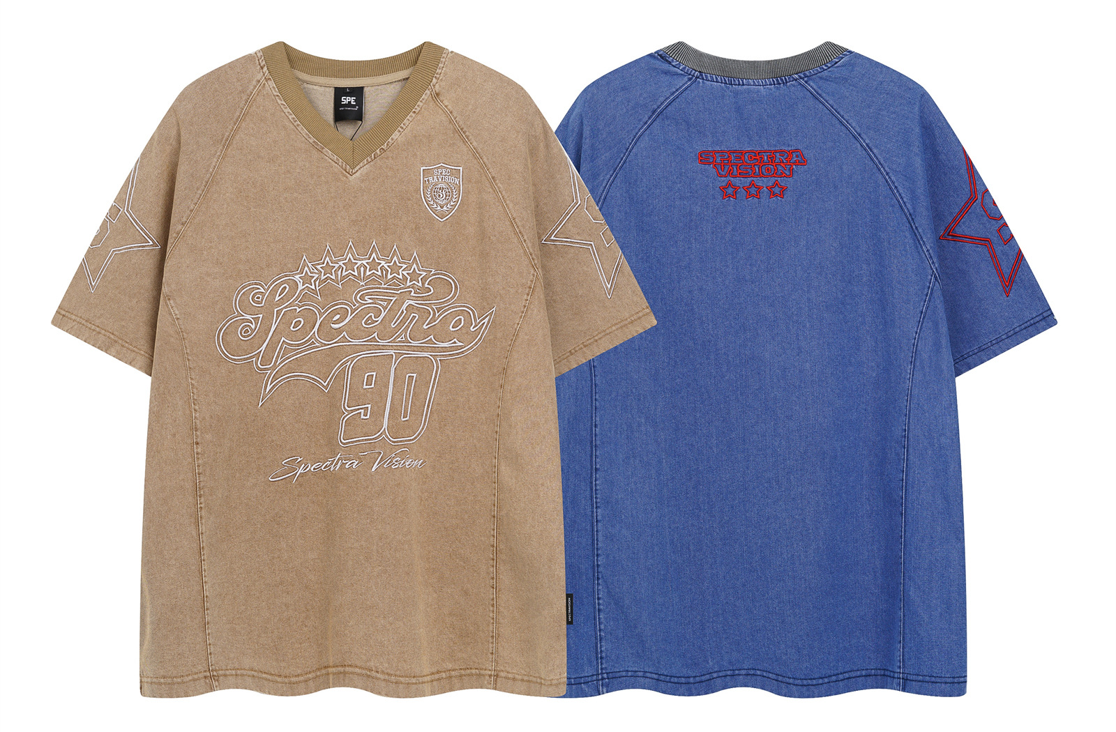 Unisex Oversized Cotton V-Neck Letter Tee