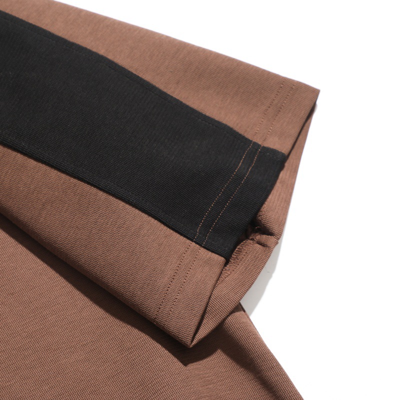 Japanese Retro Cotton Color Block Letter Shirt