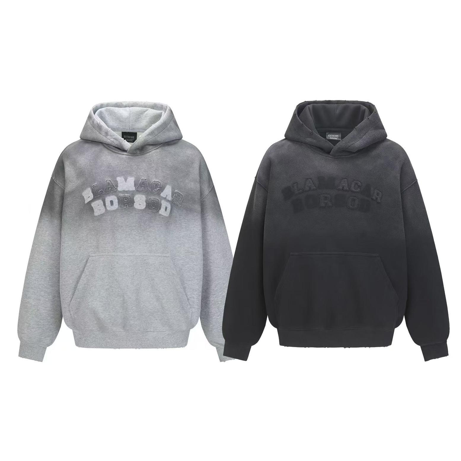 Ombre Typography Stitched Hoodie