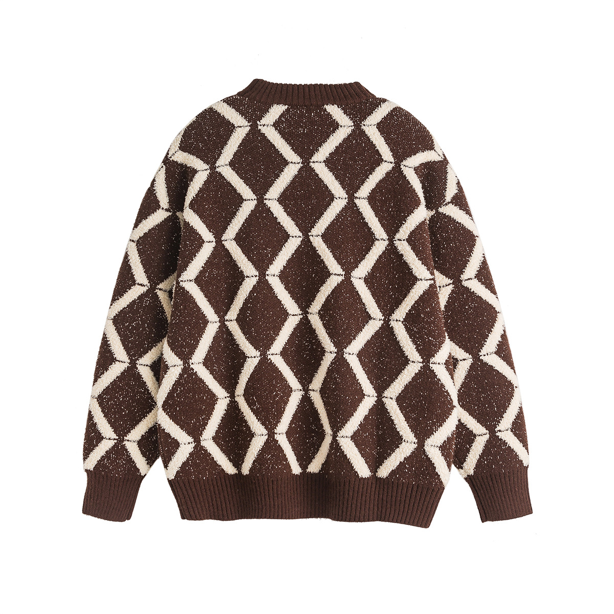 Men Crewneck Oversized Colorblock Japanese Workwear Sweater