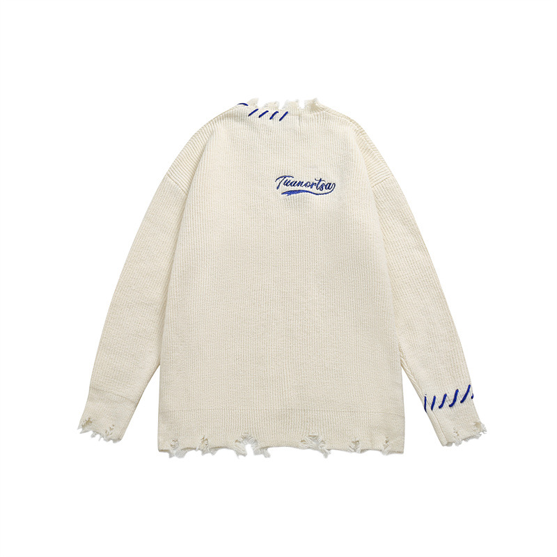 Oversized Long Sleeve Color Block Workwear Sweater