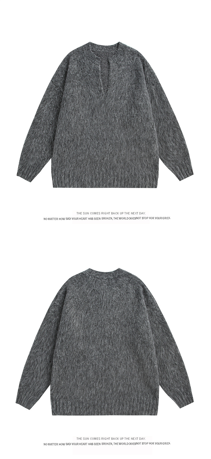 Long Sleeve Oversized Contrast Block Japanese Workwear Sweater