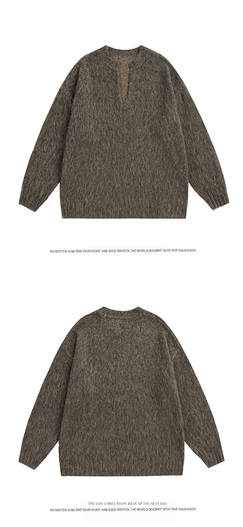 Long Sleeve Oversized Contrast Block Japanese Workwear Sweater