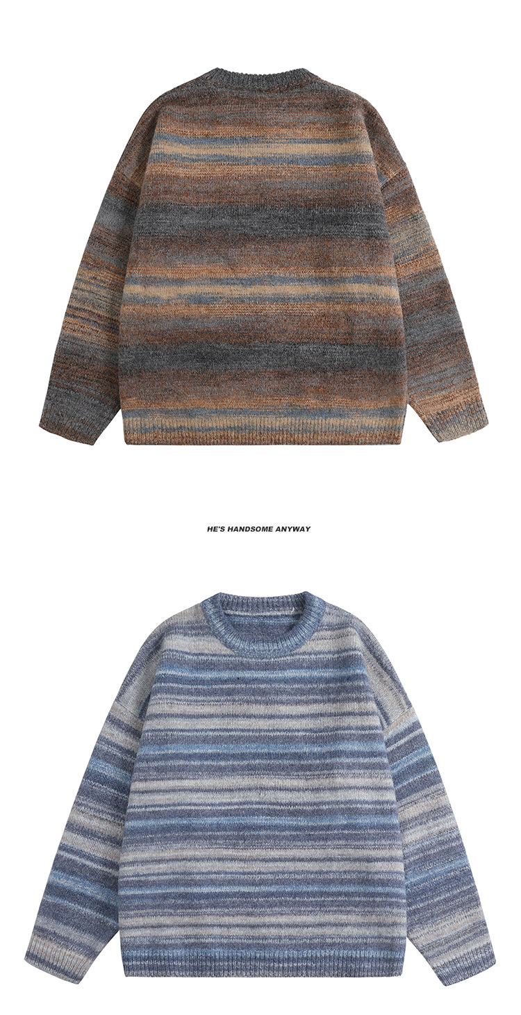 Man's Crewneck Oversized Rainbow Sweater