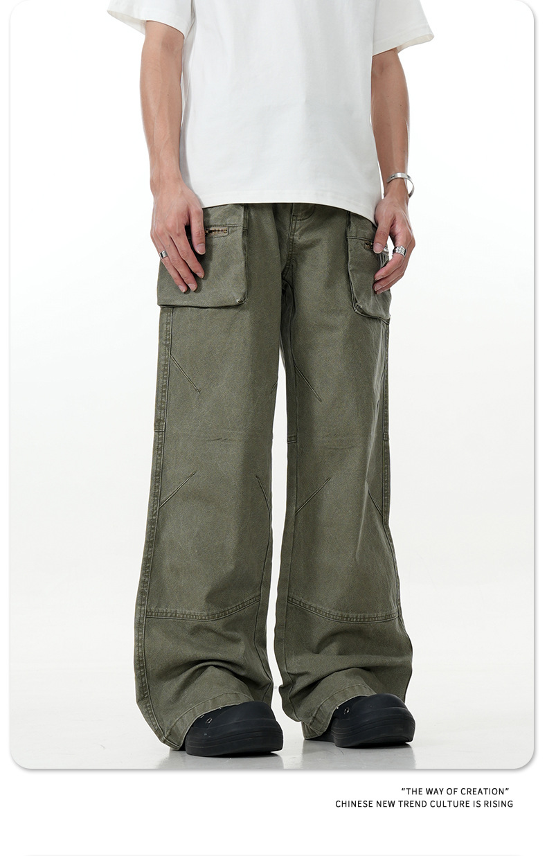 High Street Vibe Slim Fit Vintage Straight Leg Casual Long Pants