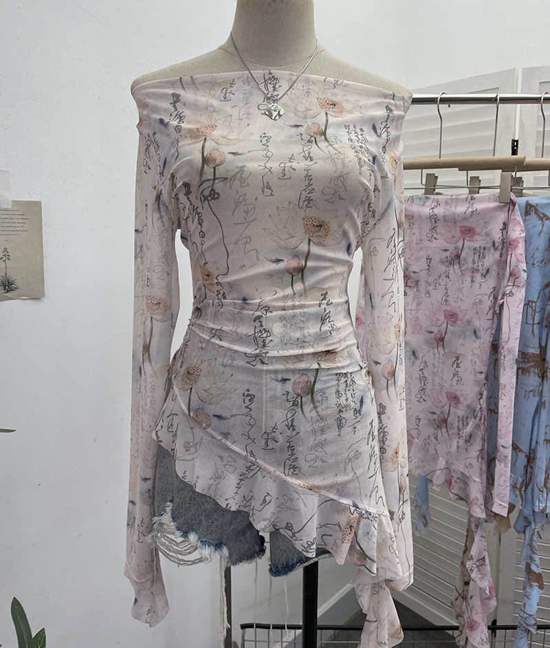 Flirty Asymmetrical Gathered Long Sleeve Top