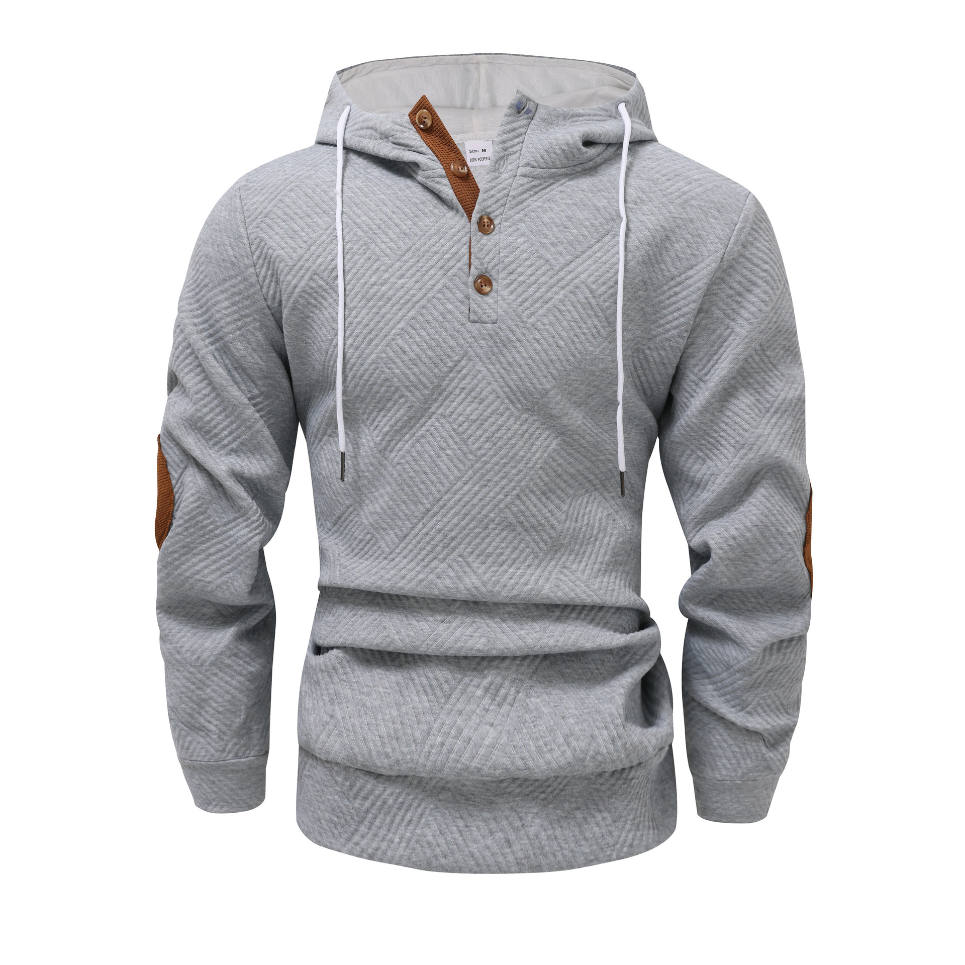 Oversized Textured Polyester Long Sleeve Hoodie