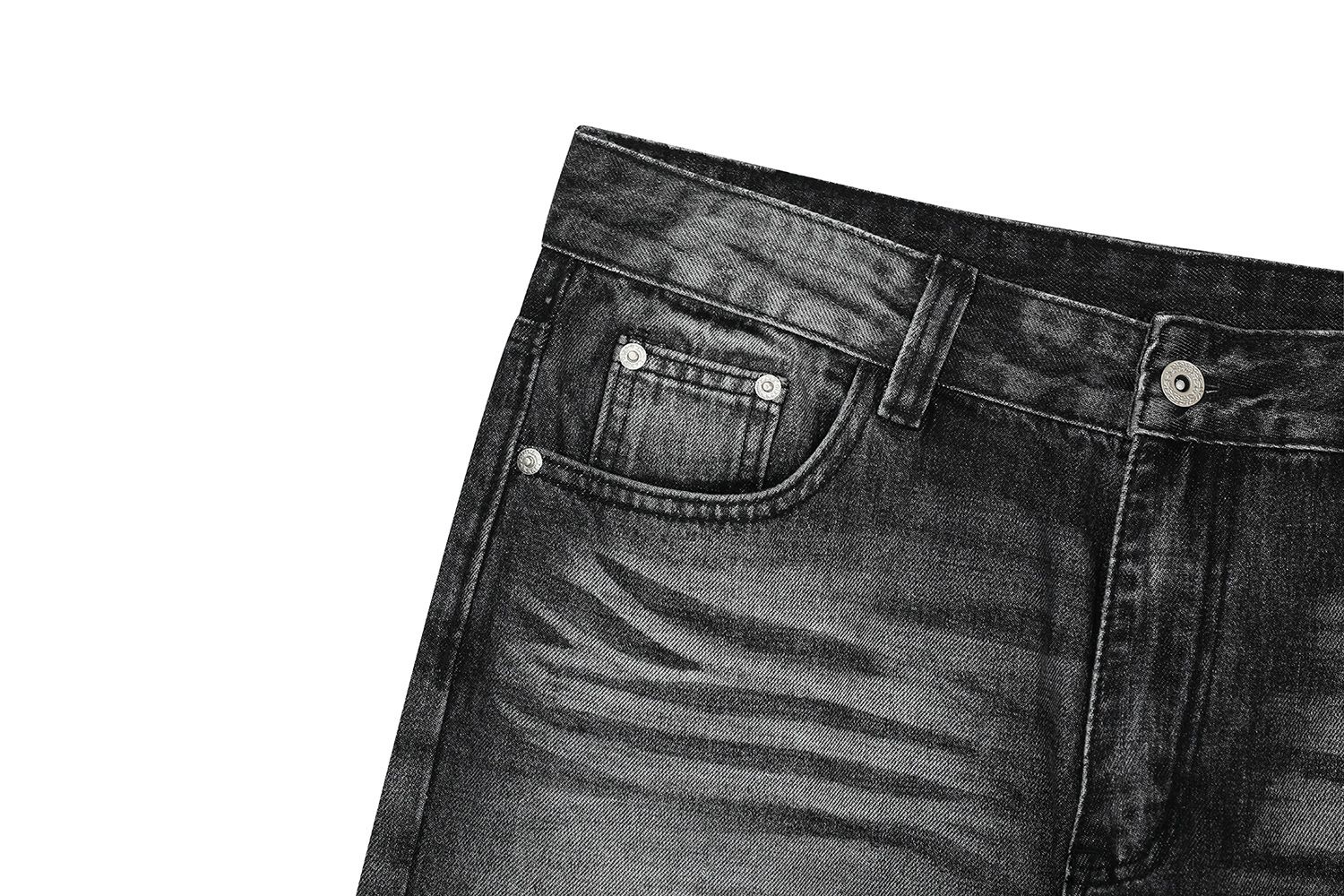 Retro Street Style Cat Whisker Pattern Loose Fit Men's Washed Black Flare Jeans
