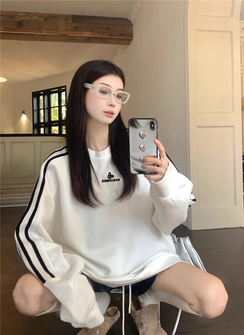 Oversized Japanese Korean Hip-Length Crew Sweater