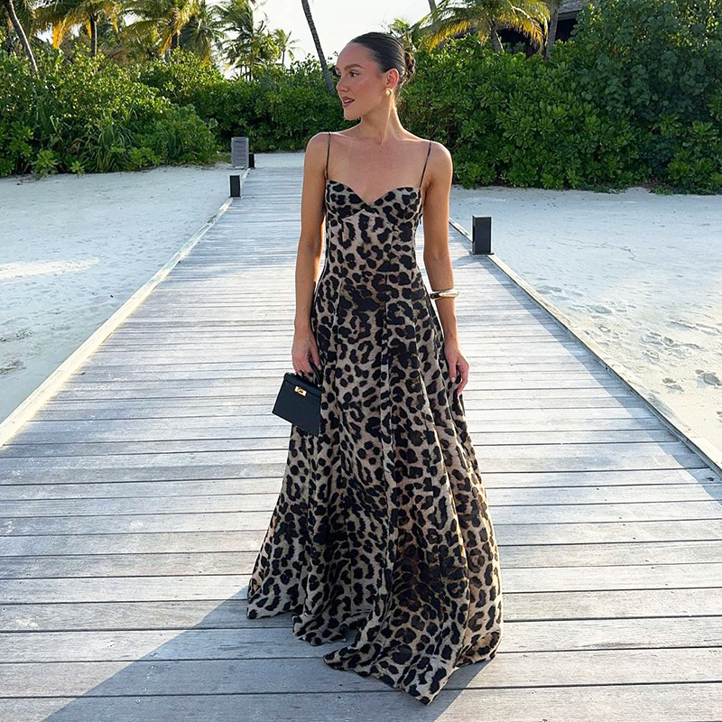 Bold Cheetah Pattern Sleeveless Maxi Dress