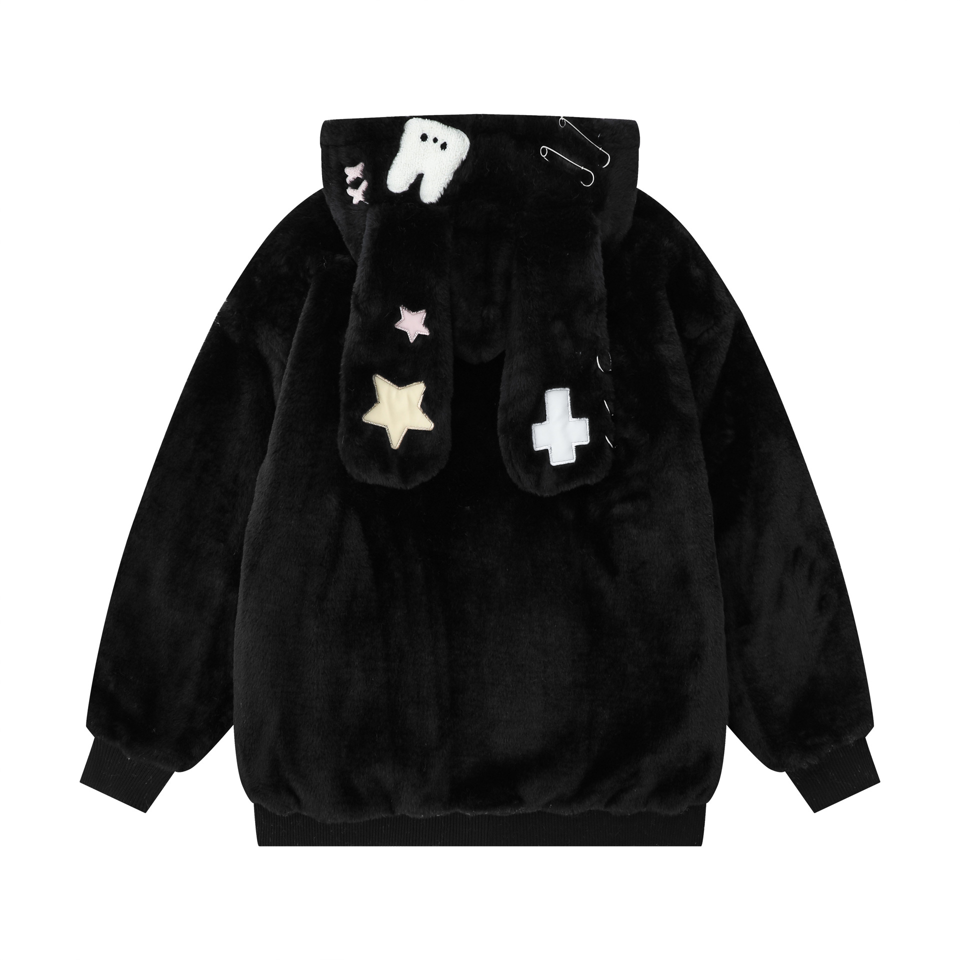 Loose Fleece-Lined Thick Warm Hooded Cotton Jacket