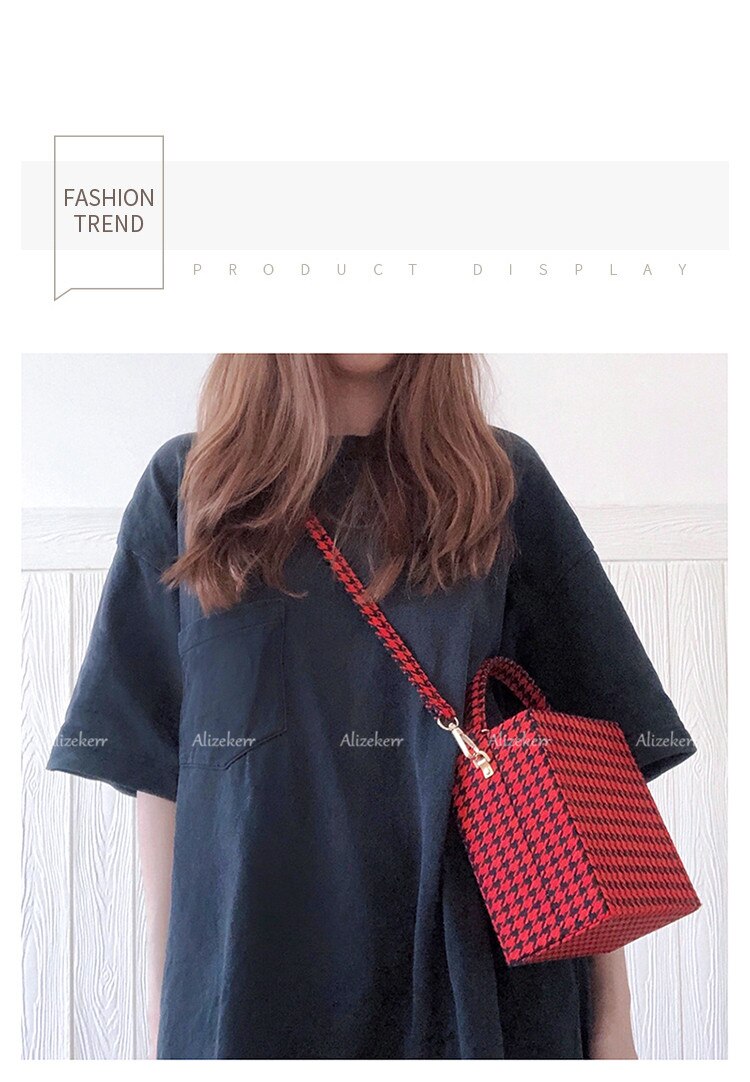 With Code Lock Houndstooth Box Shoulder Bag New Elegant Korean Purses And Handbags Female Big Square Crossbody Retro Bag