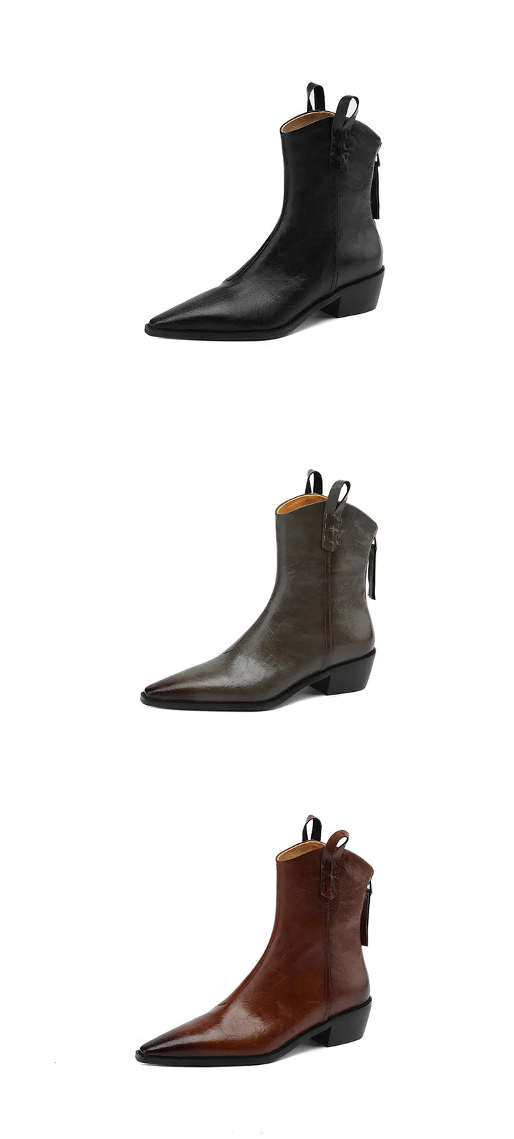 Ladies Tapered Cowgirl Microfiber Block Ankle Boots
