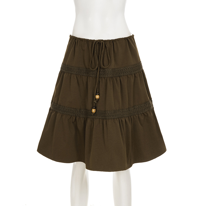 Soft Band Spliced Texture Feminine Skirt