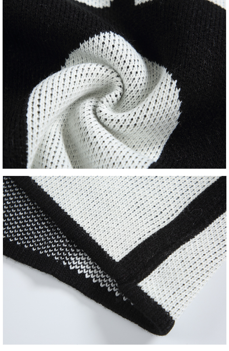 Japanese Workwear Color Block Notched Collar Sweater