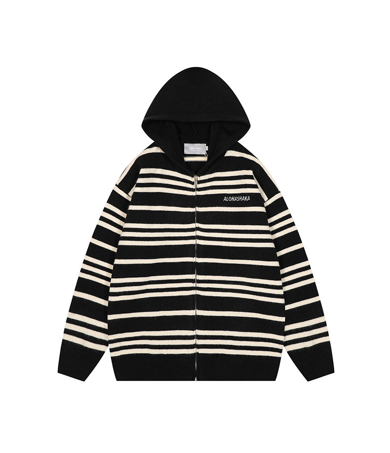Japanese Workwear Oversized Embellished Hood Cardigan