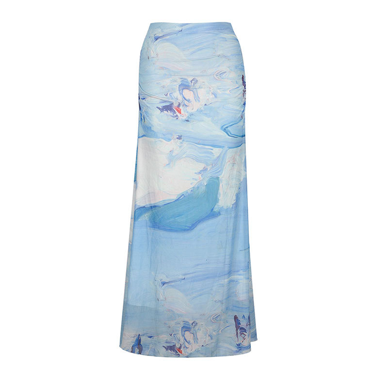Soft Glossy Swirl Polyester Skirt