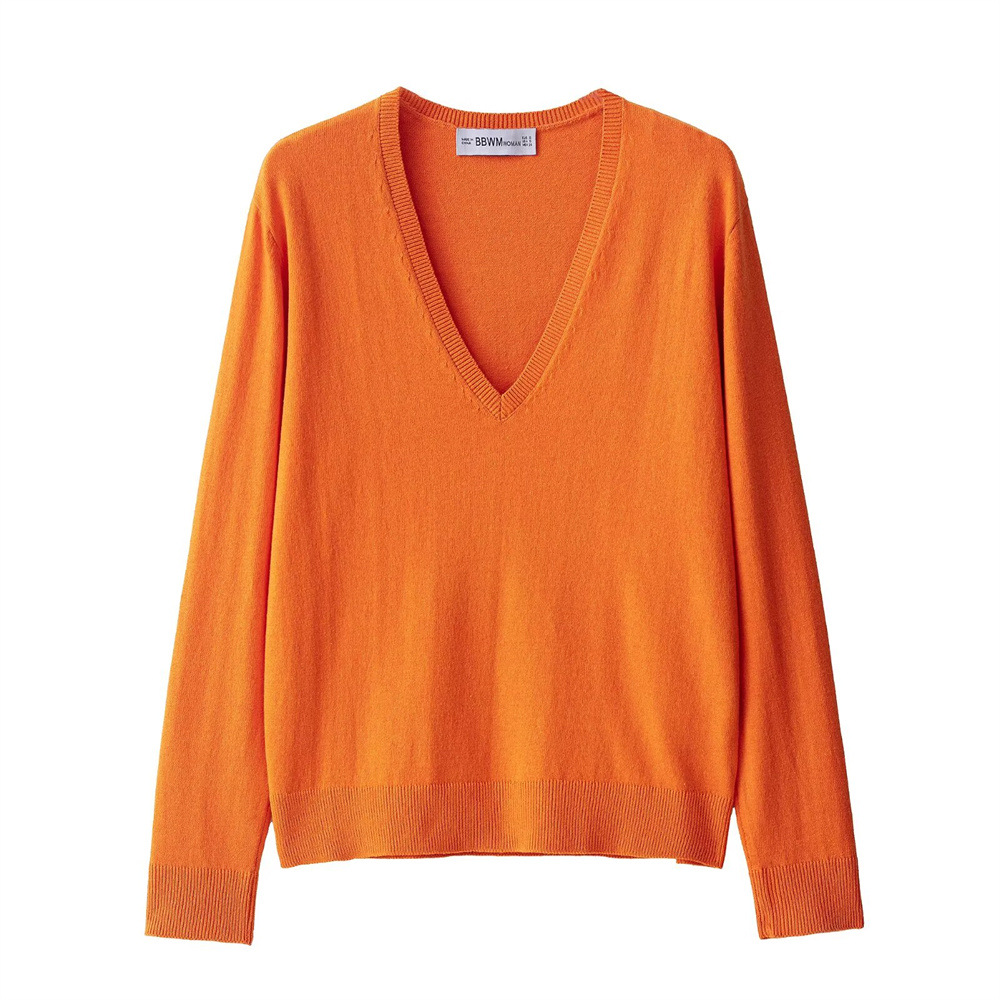 Ladies Full Arm Plain Notched Sweater