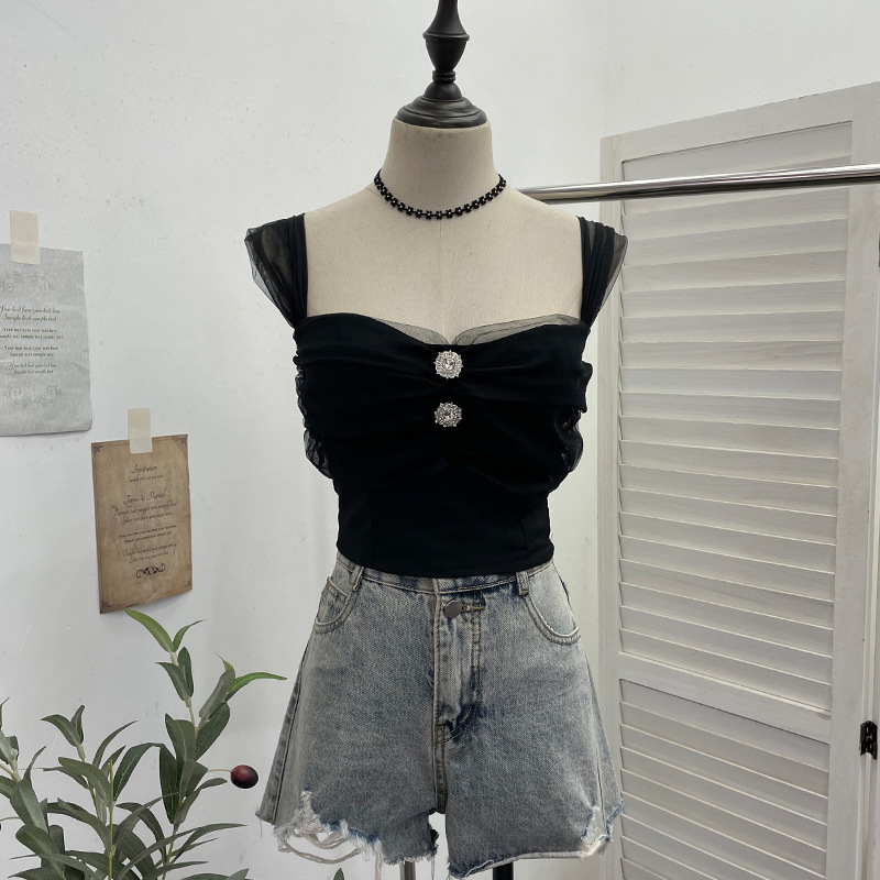 Sexy Slim Fit Solid Color Mesh Top