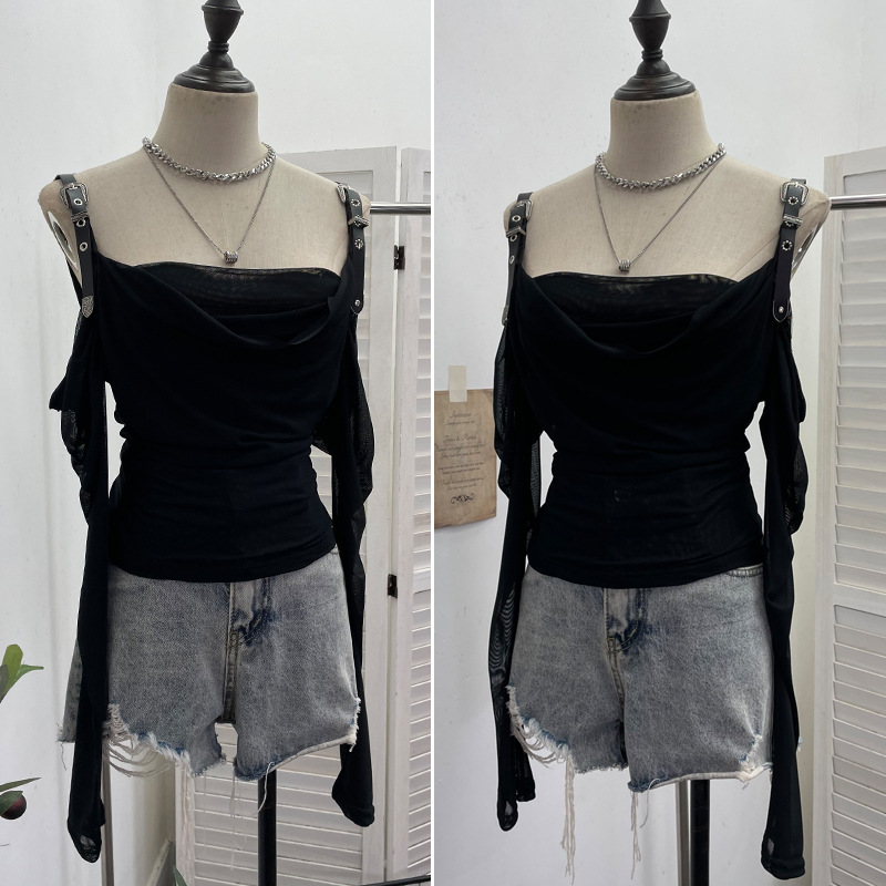 Sexy Asymmetric Full Sleeve Spandex Tee