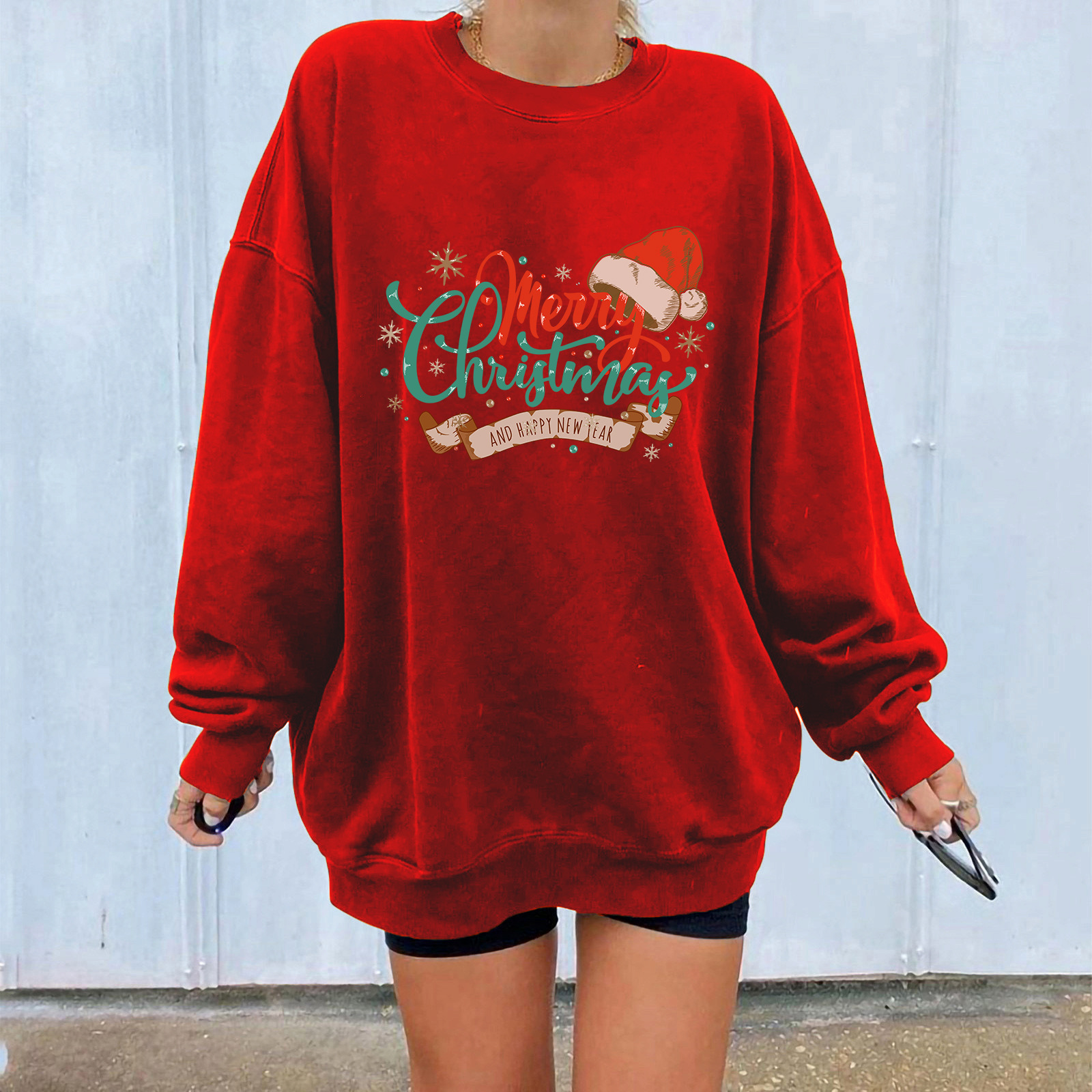 Ladies Japanese Style Oversized Long Sleeve Graphic Sweatshirt