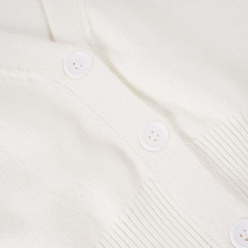 Plain Slim-Fit Core-Spun Yarn Plunge Cropped Cardigan