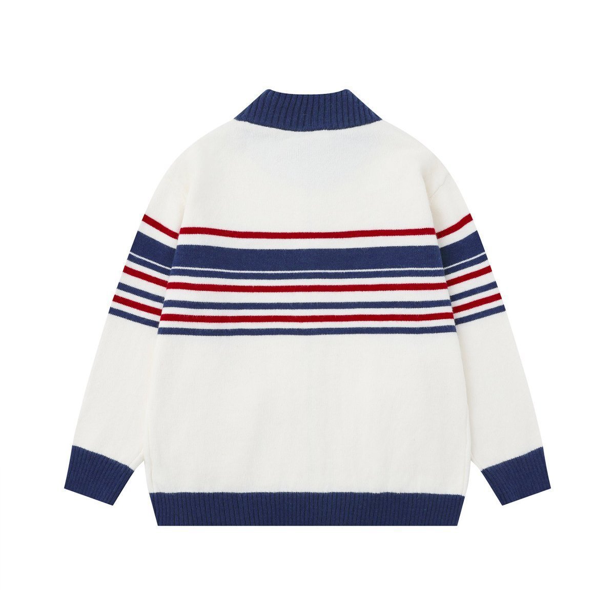 Contrast Stitch Banded Zipper Cardigan