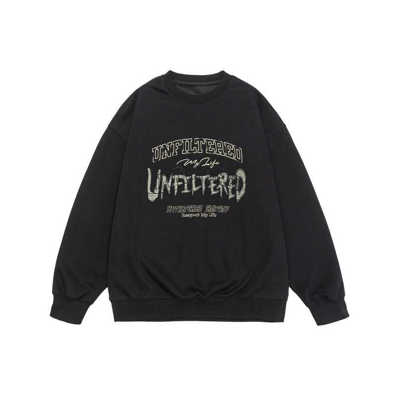 Retro Faded Text Graphic Oversized Crewneck Hoodie