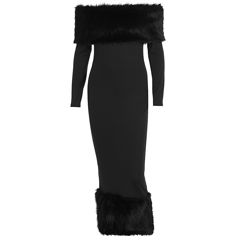 One neck long sleeved temperament slim fit dress