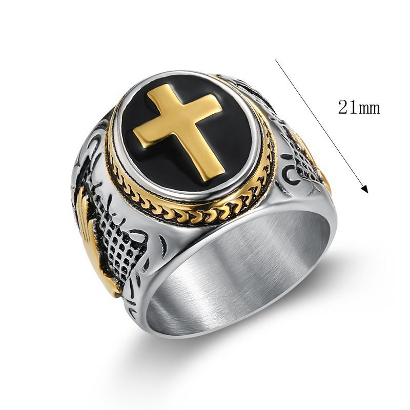 Hot selling P jewelry titanium steel color retaining vacuum gold plated God's Hand men's ring