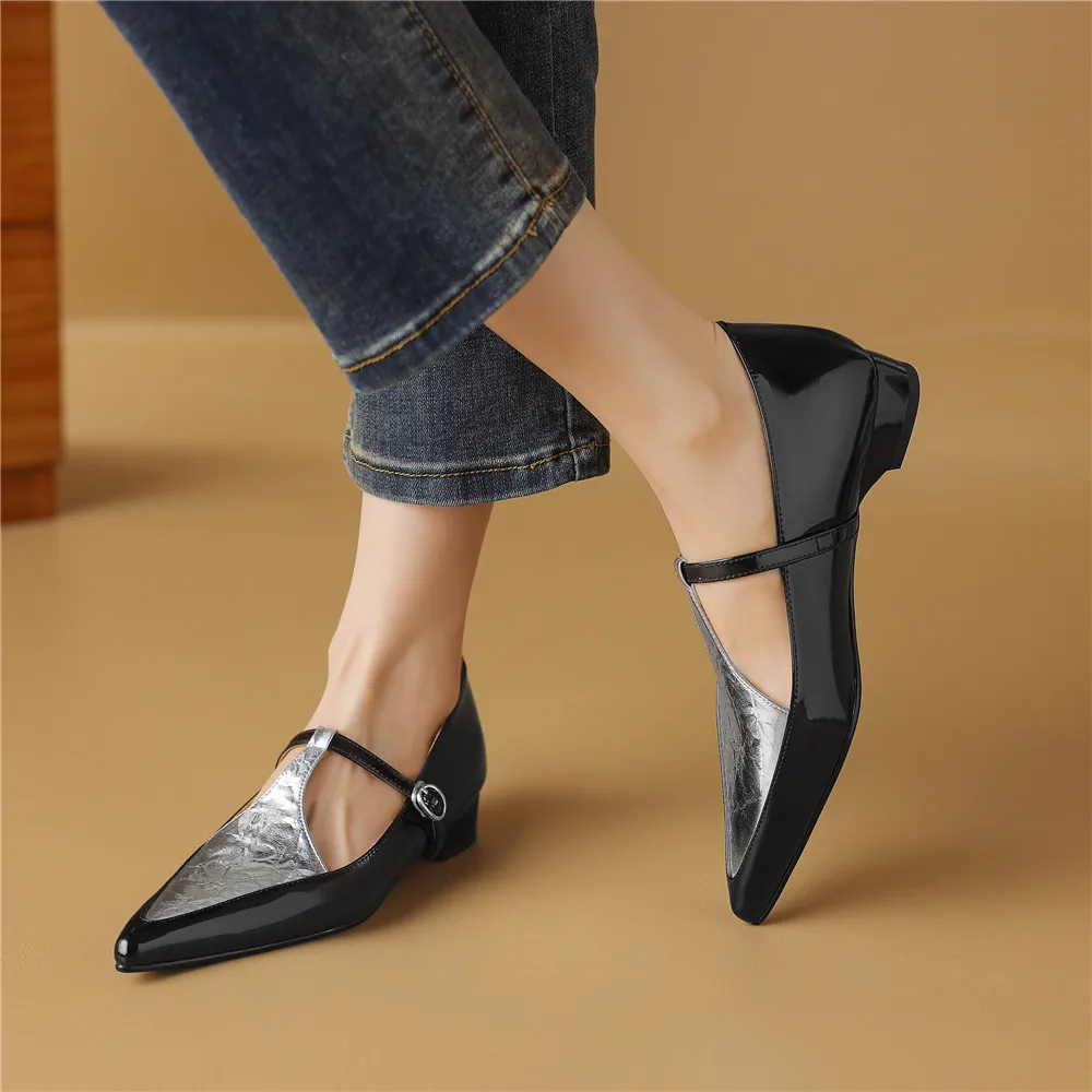 Ladies Urban Tapered Two-Tone Belted Ballerina