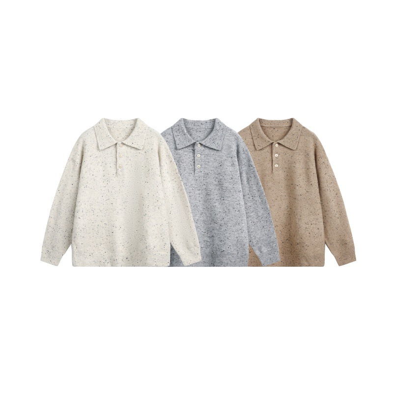 Oversized Japanese Workwear Polyester Clasp Neck Sweater