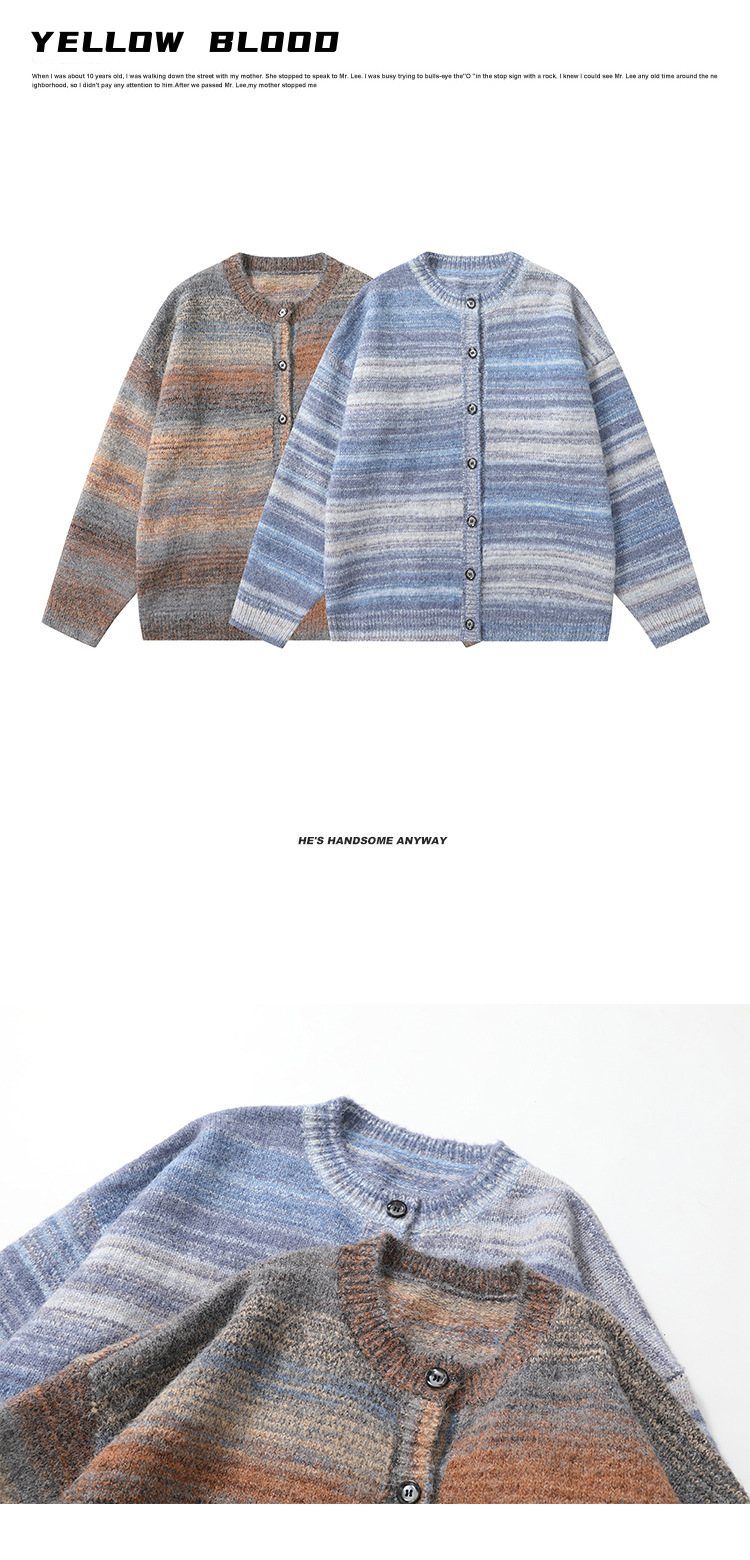 Japanese Workwear Two-Tone Oversized Cardigan